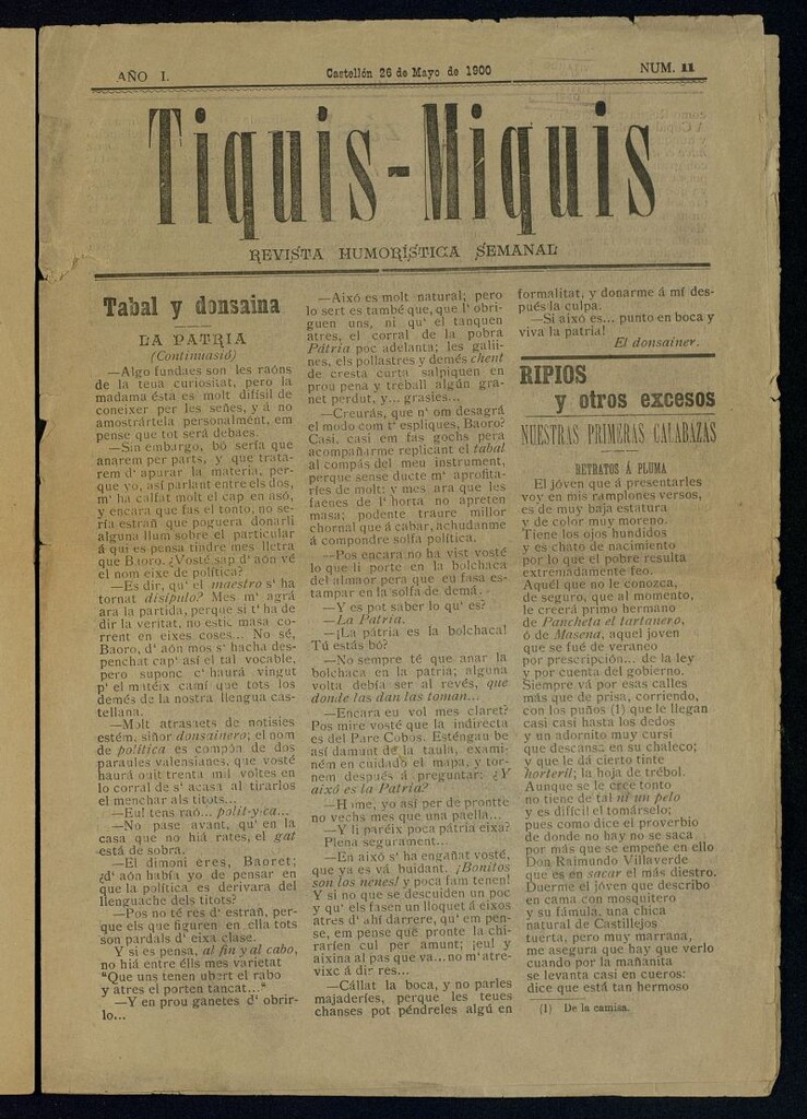 Miniatura de Tiquis-Miquis : revista humorística semanal del 26 de mayo de 1900