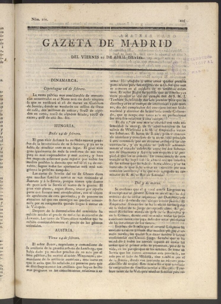 Miniatura de Gaceta de Madrid del 10 de abril de 1812