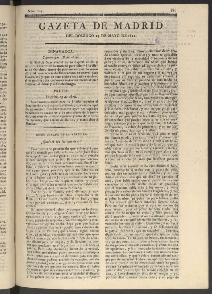 Miniatura de Gaceta de Madrid del 24 de mayo de 1812