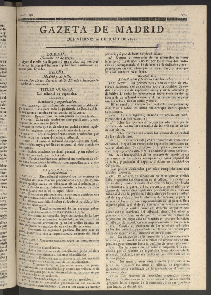 Miniatura de Gaceta de Madrid del 10 de julio de 1812