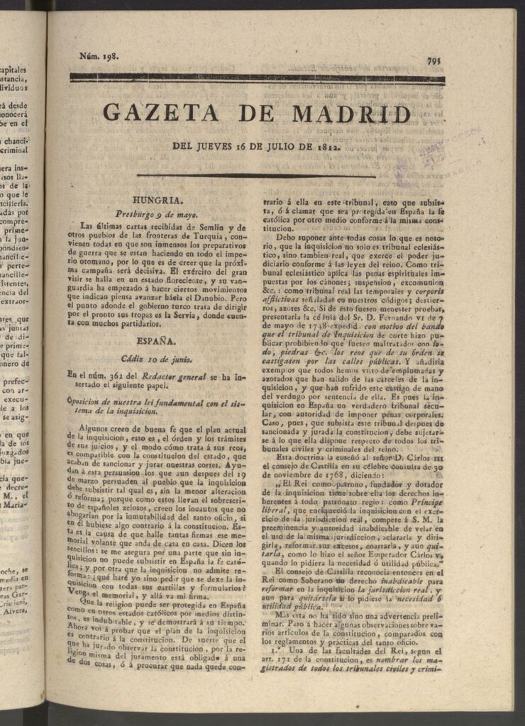 Miniatura de Gaceta de Madrid del 16 de julio de 1812