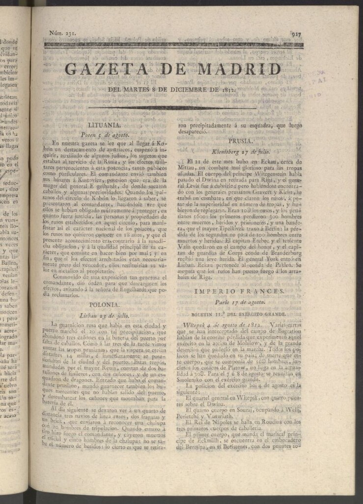 Miniatura de Gaceta de Madrid del 8 de diciembre de 1812