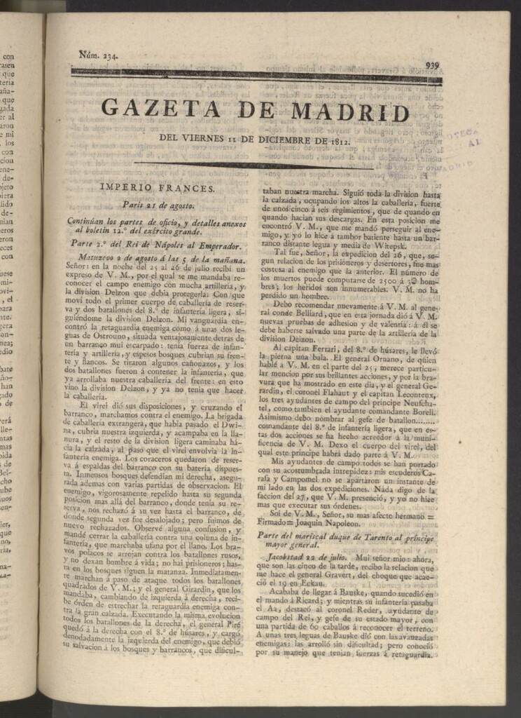 Miniatura de Gaceta de Madrid del 11 de diciembre de 1812