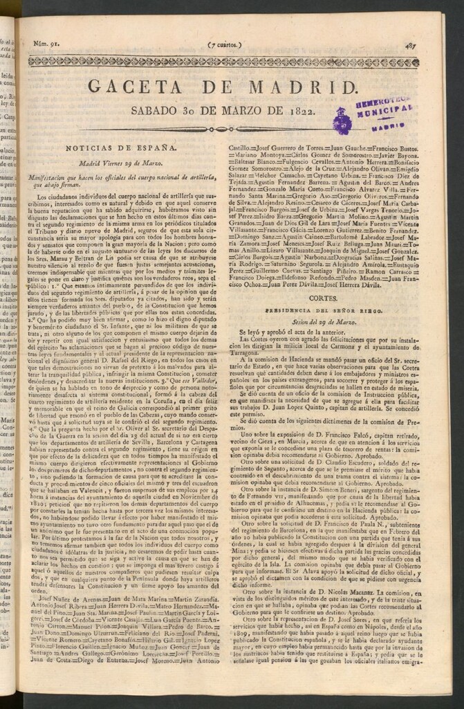 Miniatura de Gaceta de Madrid del 30 de marzo de 1822