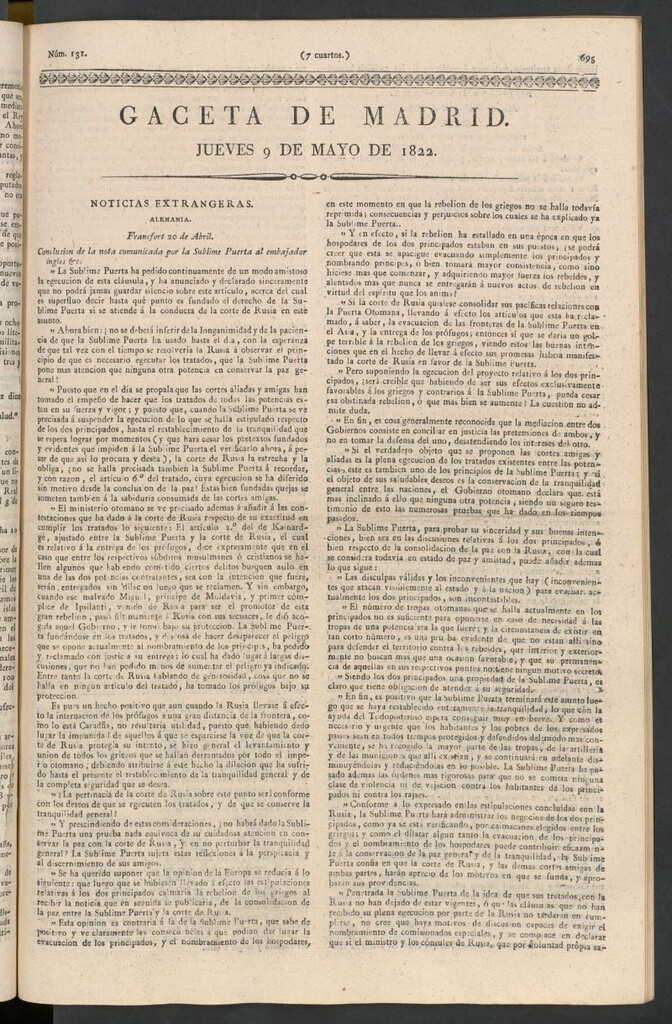 Miniatura de Gaceta de Madrid del 9 de mayo de 1822