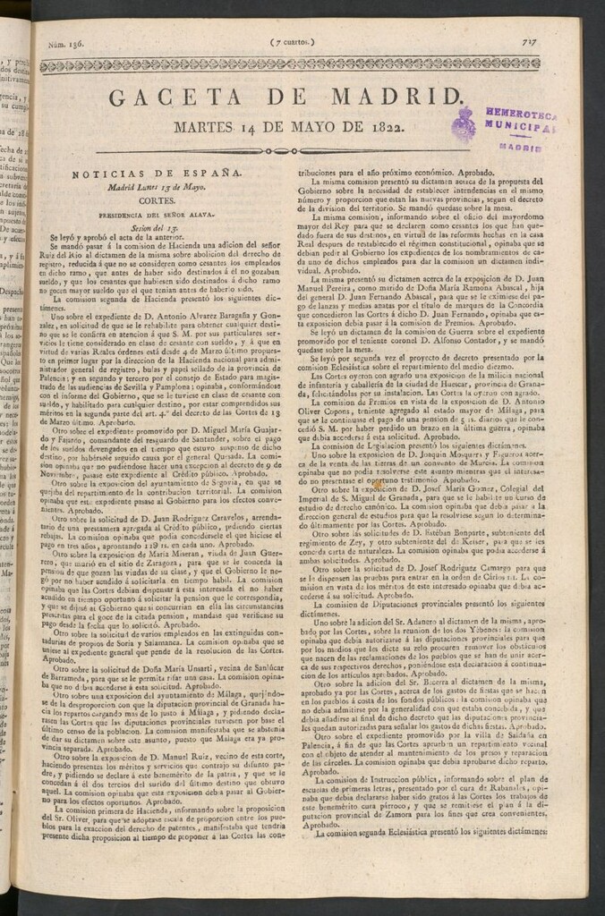 Miniatura de Gaceta de Madrid del 14 de mayo de 1822