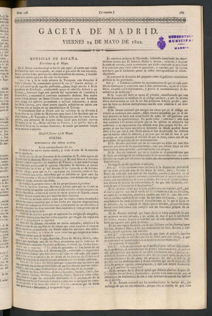 Miniatura de Gaceta de Madrid del 24 de mayo de 1822