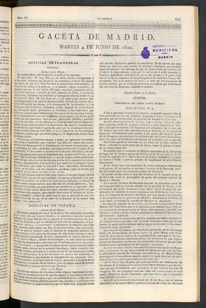 Miniatura de Gaceta de Madrid del 4 de junio de 1822