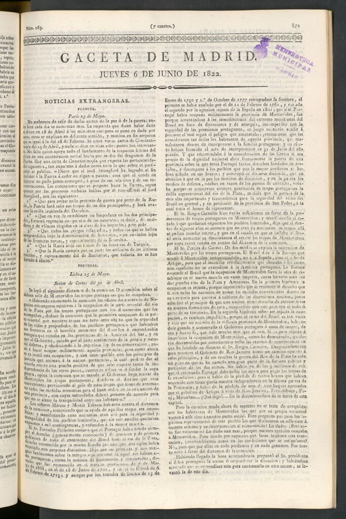 Miniatura de Gaceta de Madrid del 6 de junio de 1822