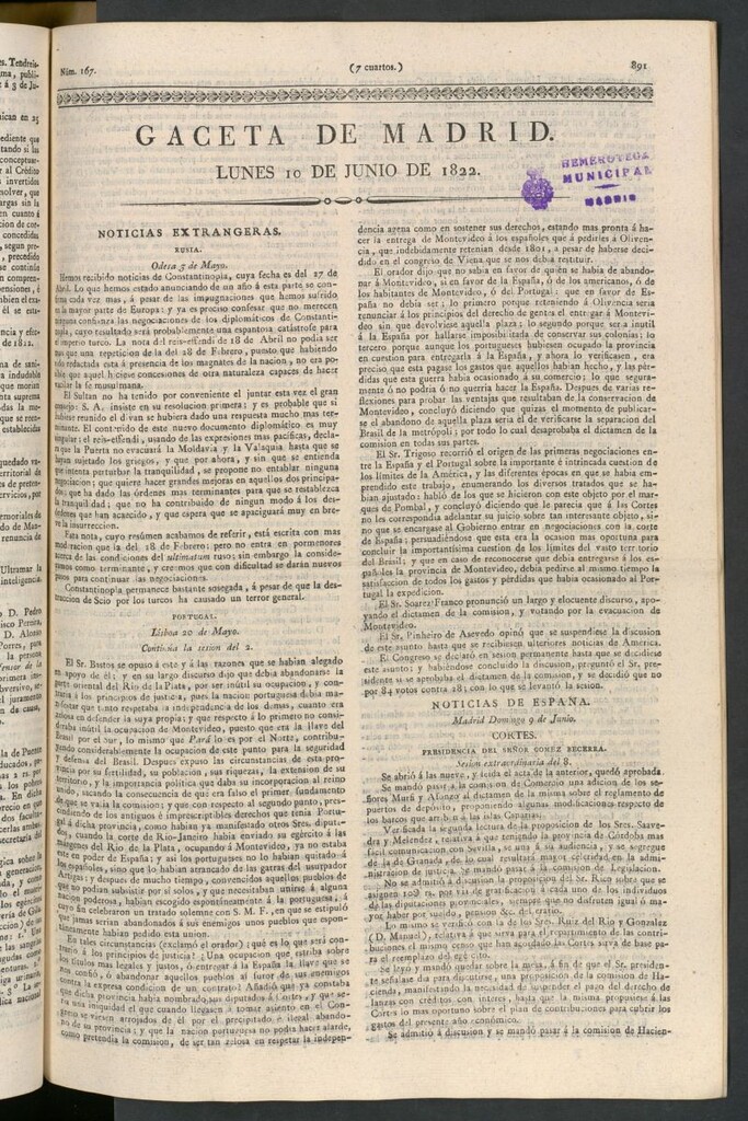 Miniatura de Gaceta de Madrid del 10 de junio de 1822