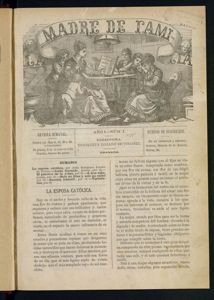 Miniatura de Madre de Familia : revista semanal de 1875, nº1