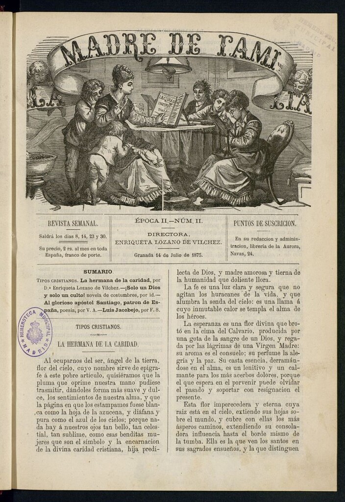 Miniatura de Madre de Familia : revista semanal del 14 de julio de 1875