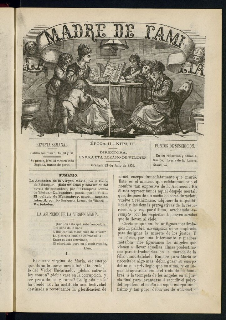 Miniatura de Madre de Familia : revista semanal del 23 de julio de 1875