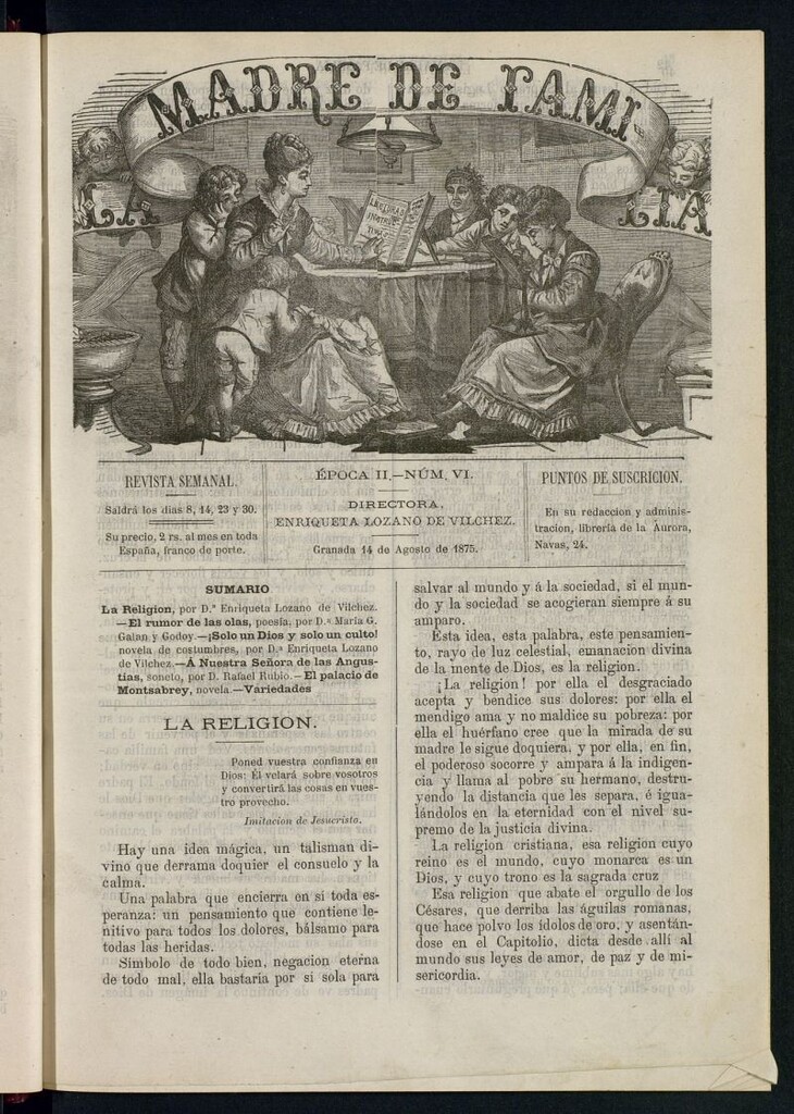 Miniatura de Madre de Familia : revista semanal del 14 de agosto de 1875