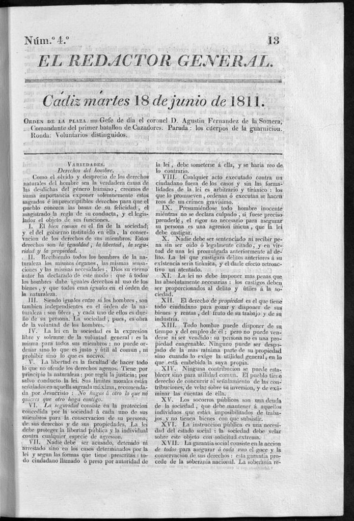 Miniatura de Redactor General del martes 18 de junio de 1811