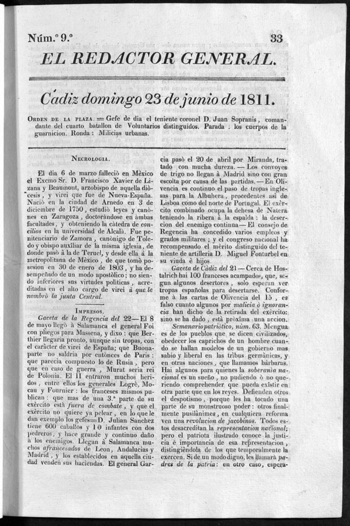 Miniatura de Redactor General del domingo 23 de junio de 1811