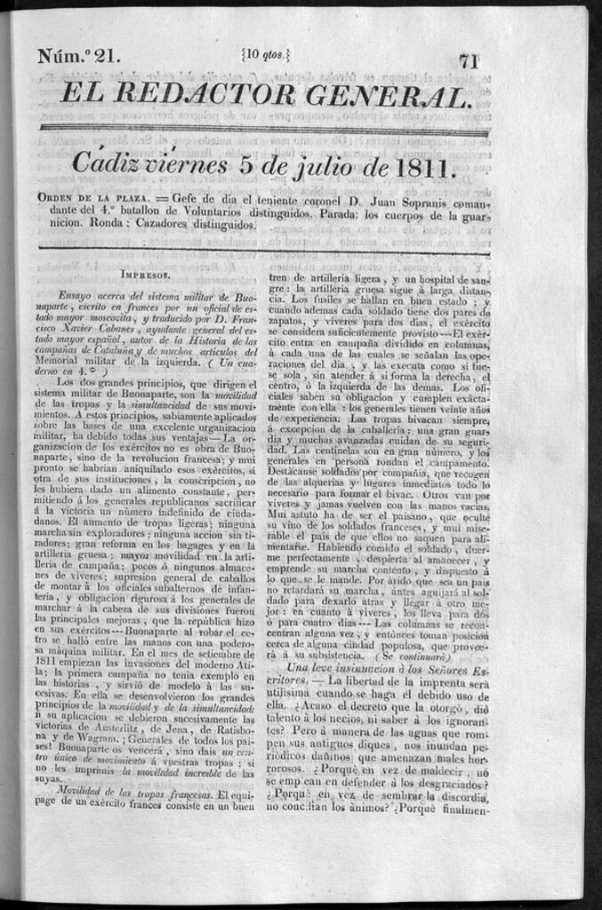 Miniatura de Redactor General del viernes 5 de julio de 1811