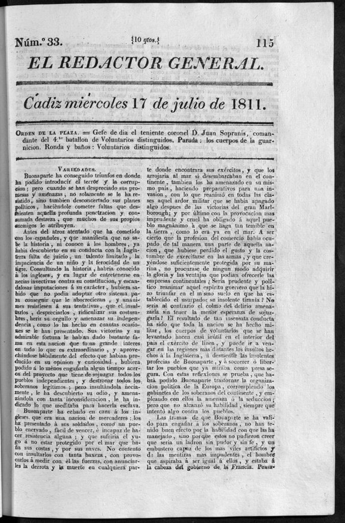Miniatura de Redactor General del miércoles 17 de julio de 1811