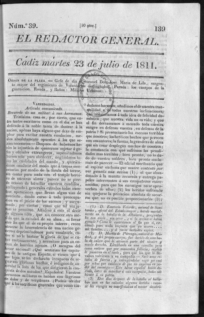 Miniatura de Redactor General del martes 23 de julio de 1811