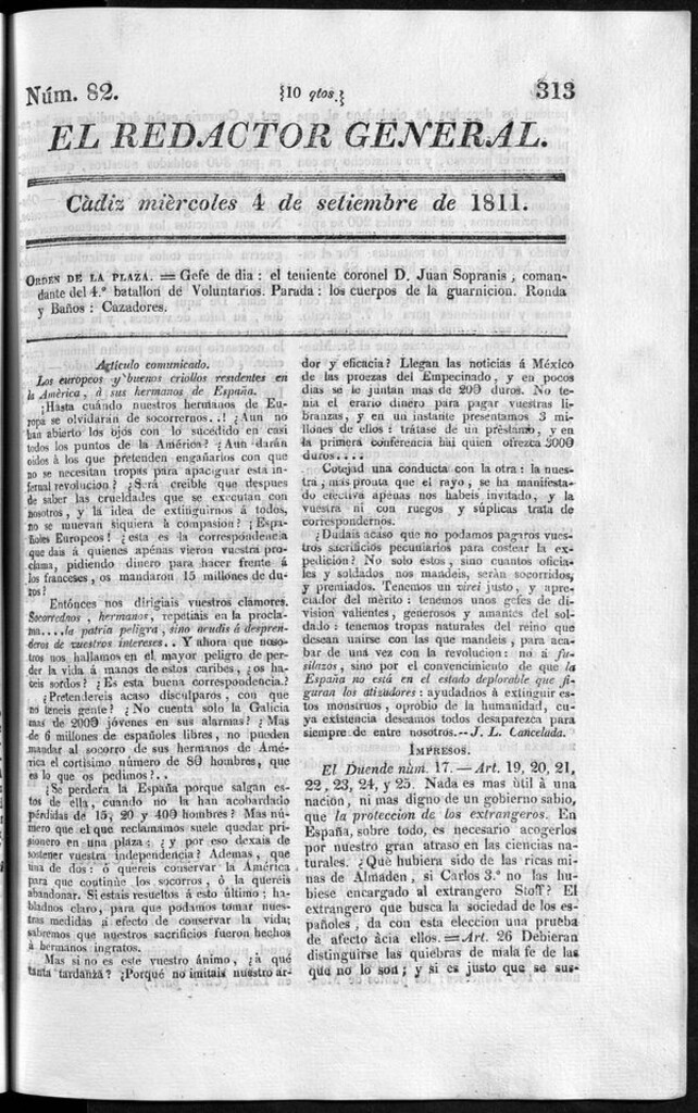 Miniatura de Redactor General del miércoles 4 de septiembre de 1811