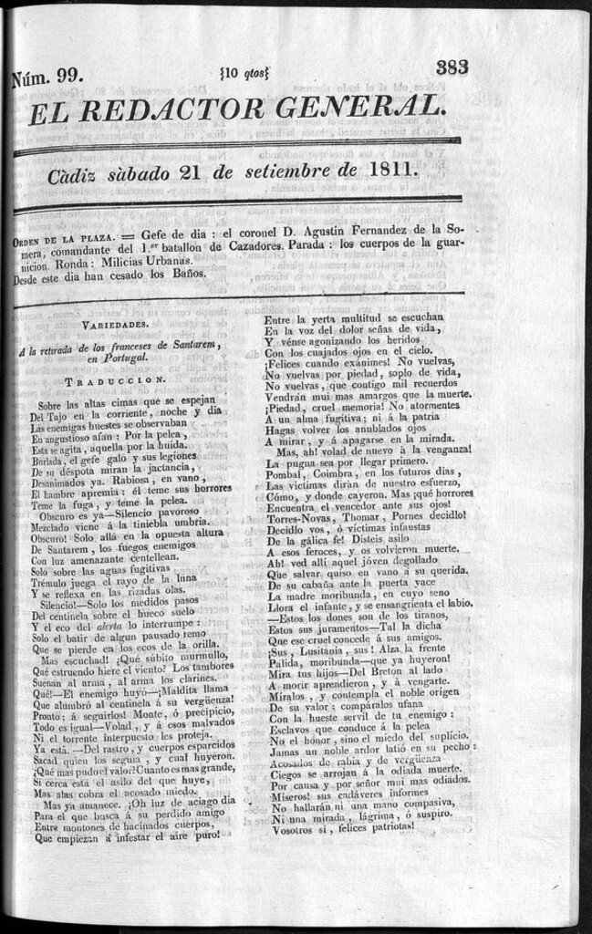 Miniatura de Redactor General del sábado 21 de septiembre de 1811