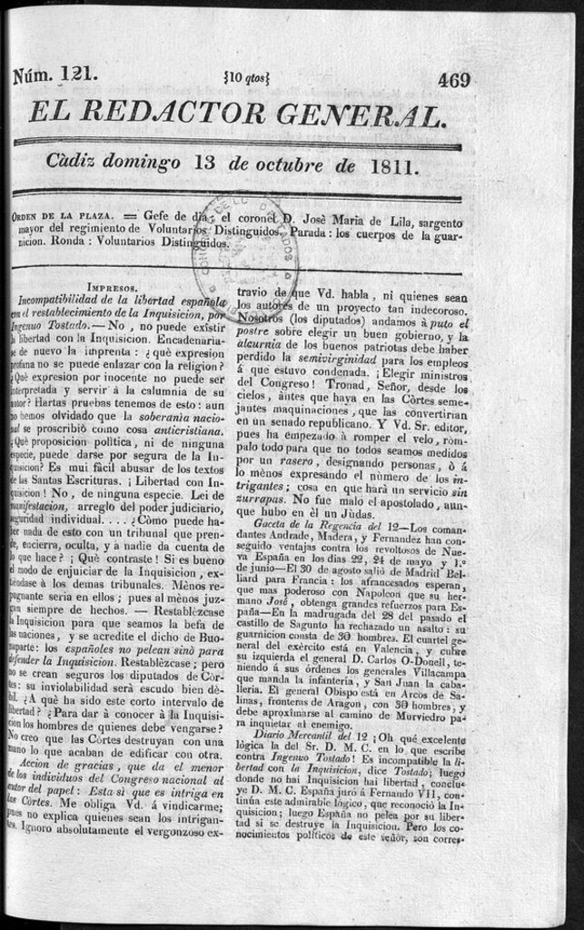Miniatura de Redactor General del domingo 13 de octubre de 1811