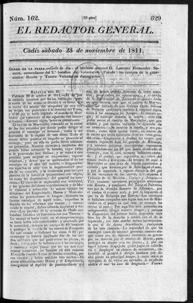 Miniatura de Redactor General del sábado 23 noviembre 1811