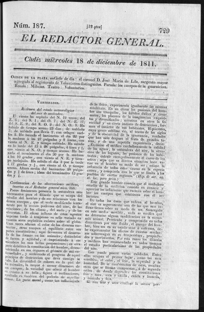 Miniatura de Redactor General del miércoles 18 de diciembre 1811