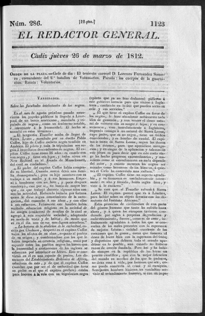 Miniatura de Redactor General del jueves 26 de marzo 1812