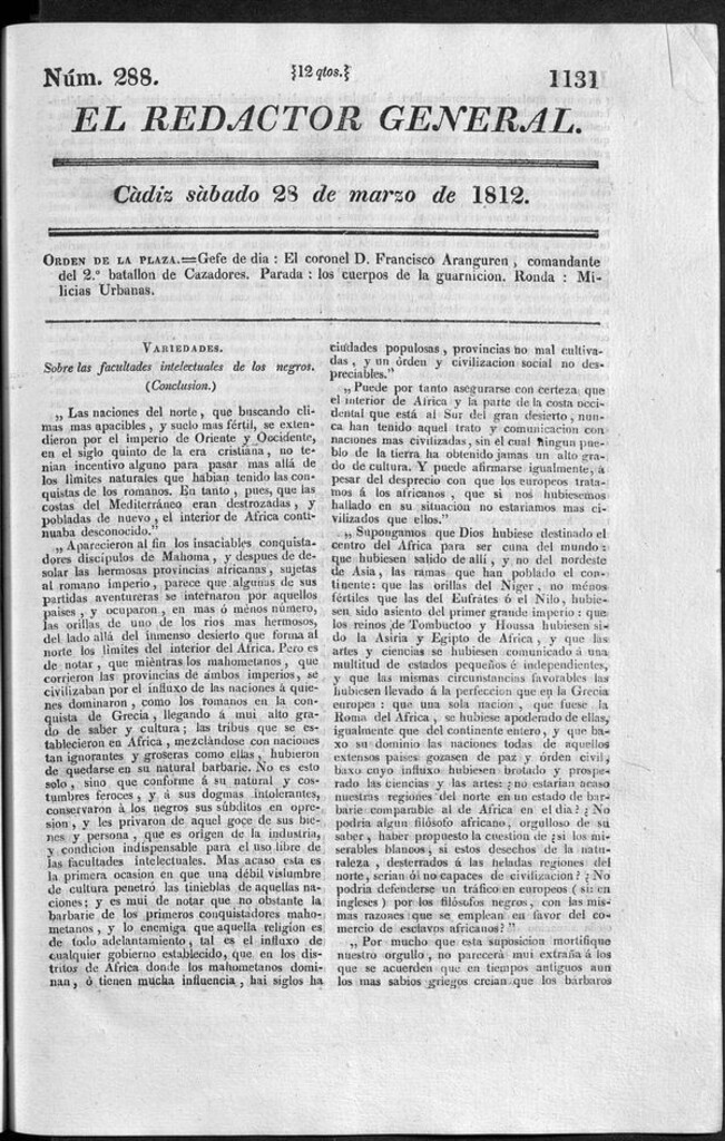 Miniatura de Redactor General del sábado 28 de marzo 1812