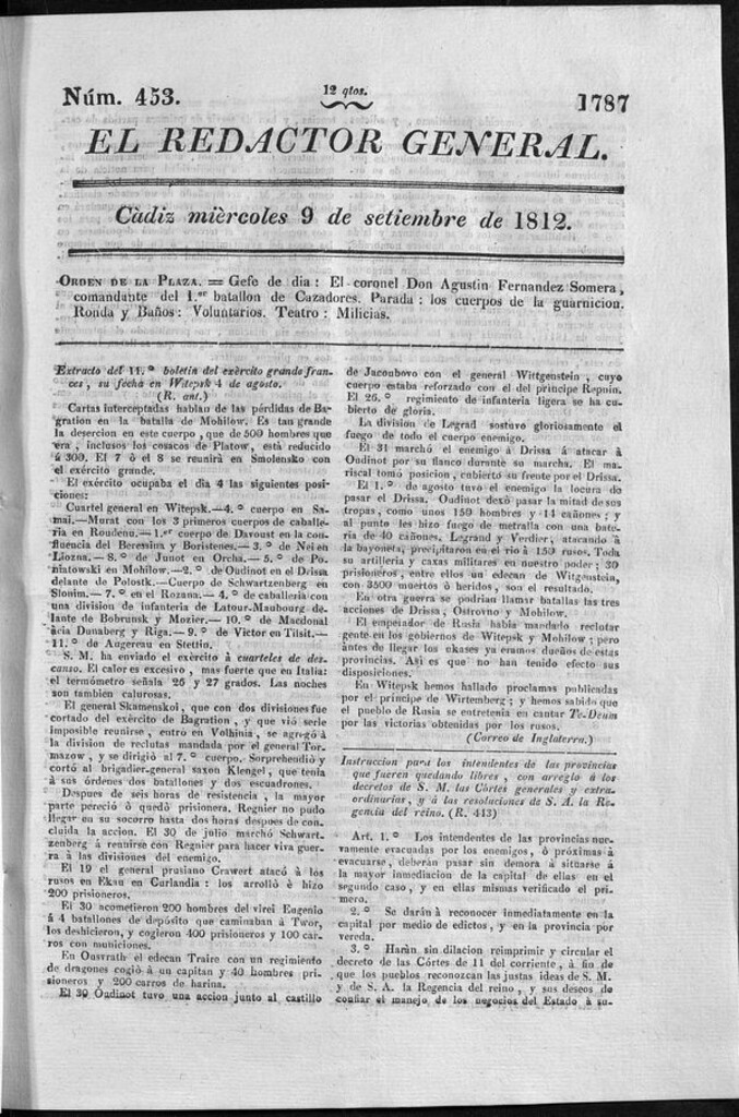 Miniatura de Redactor General del miércoles 9 de septiembre de 1812