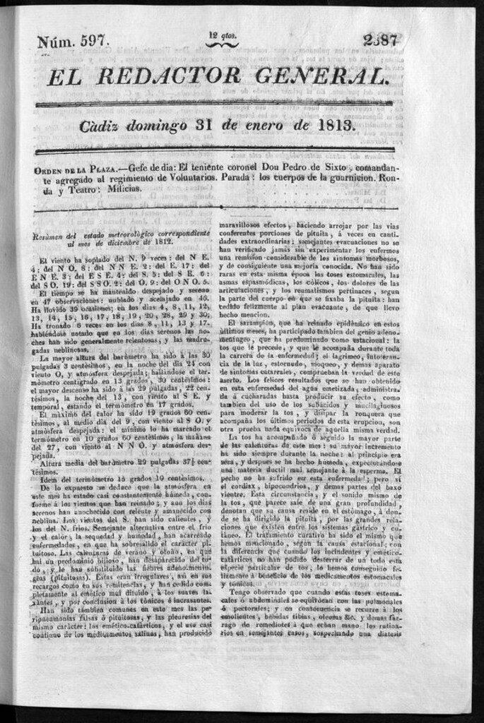 Miniatura de Redactor General del domingo 31 de enero de 1813