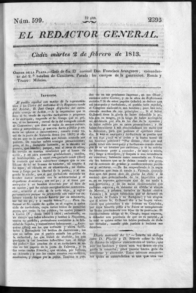 Miniatura de Redactor General del martes 2 de febrero de 1813