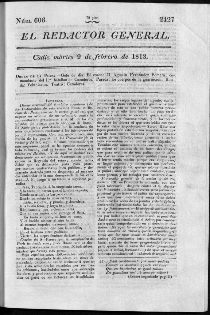 Miniatura de Redactor General del martes 9 de febrero de 1813