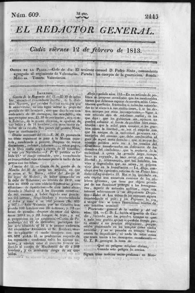 Miniatura de Redactor General del viernes 12 de febrero de 1813