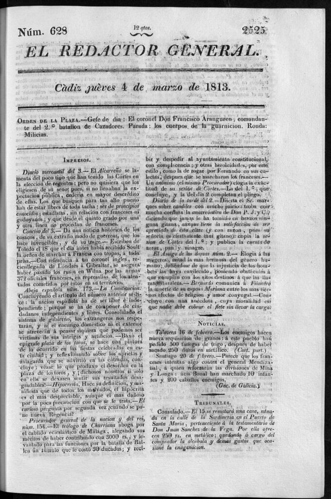 Miniatura de Redactor General del jueves 4 de marzo de 1813