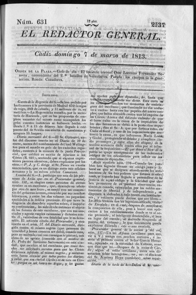 Miniatura de Redactor General del domingo 7 de marzo de 1813