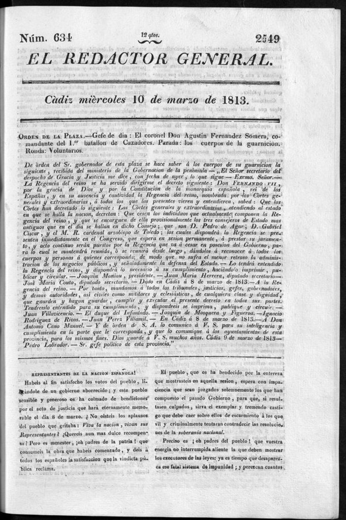 Miniatura de Redactor General del miércoles 10 de marzo de 1813