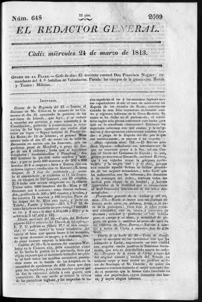 Miniatura de Redactor General del míercoles 24 de marzo de 1813