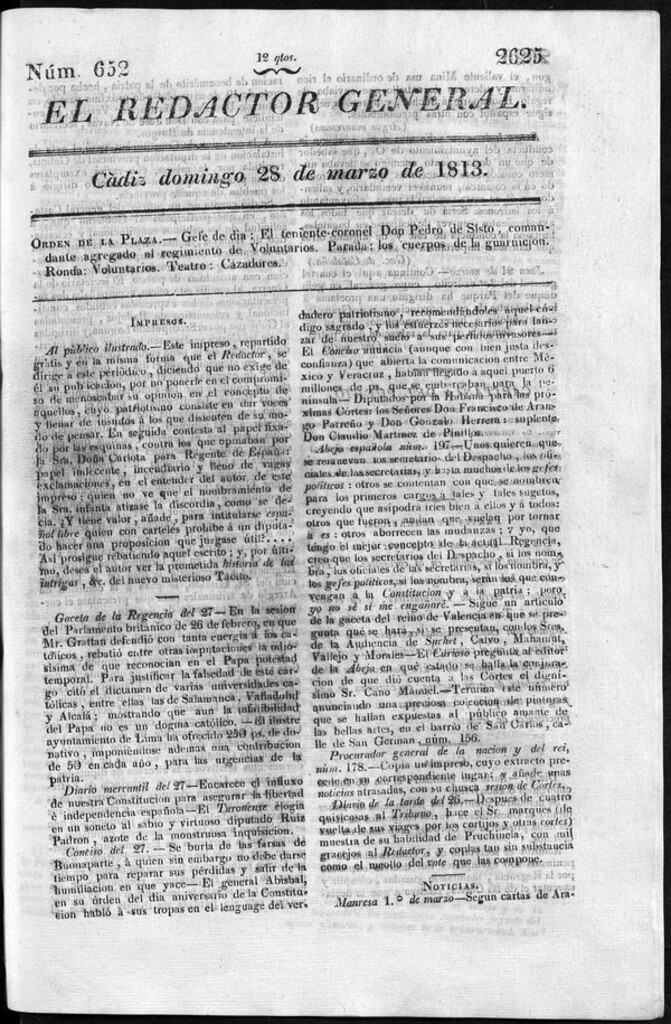 Miniatura de Redactor General del domingo 28 de marzo de 1813