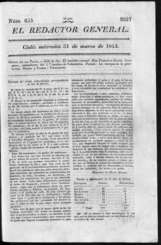 Miniatura de Redactor General del miércoles 31 de marzo de 1813