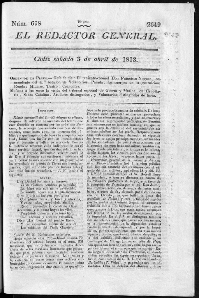 Miniatura de Redactor General del sábado 3 de abril de 1813