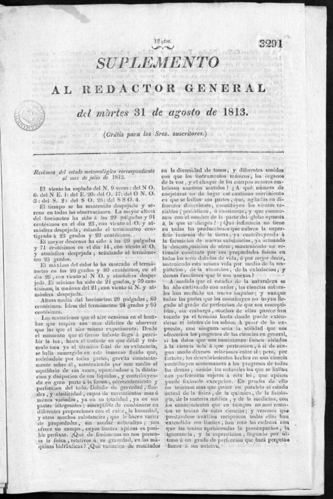 Miniatura de Redactor General del martes 31 de agosto de 1813