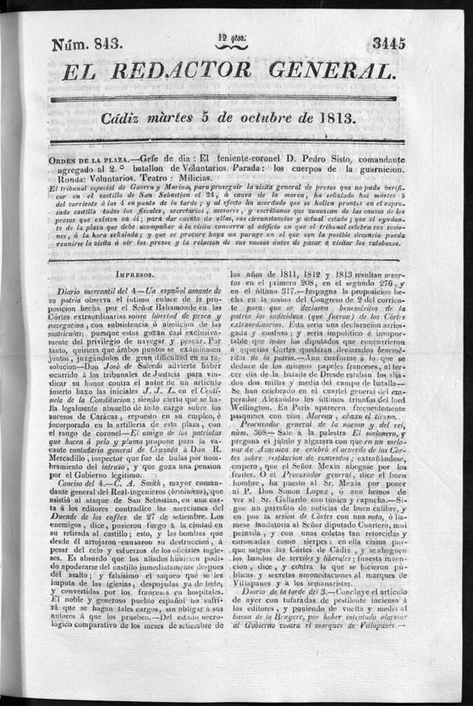 Miniatura de Redactor General del martes 5 de octubre de 1813