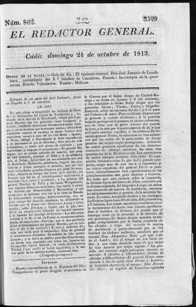Miniatura de Redactor General del domingo 24 de octubre de 1813