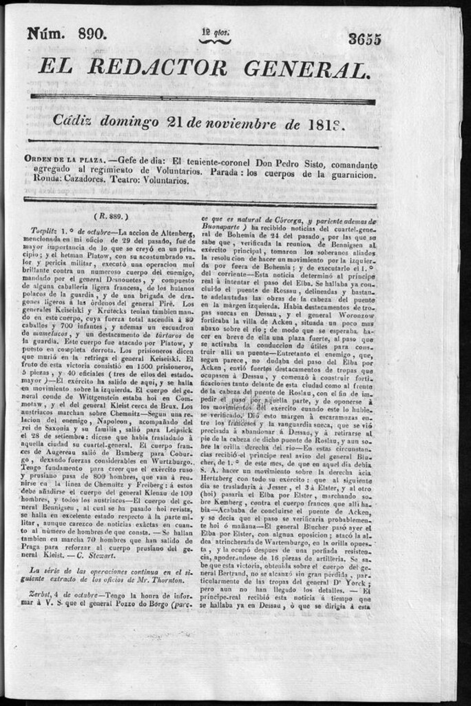 Miniatura de Redactor General del domingo 21 de noviembre de 1813