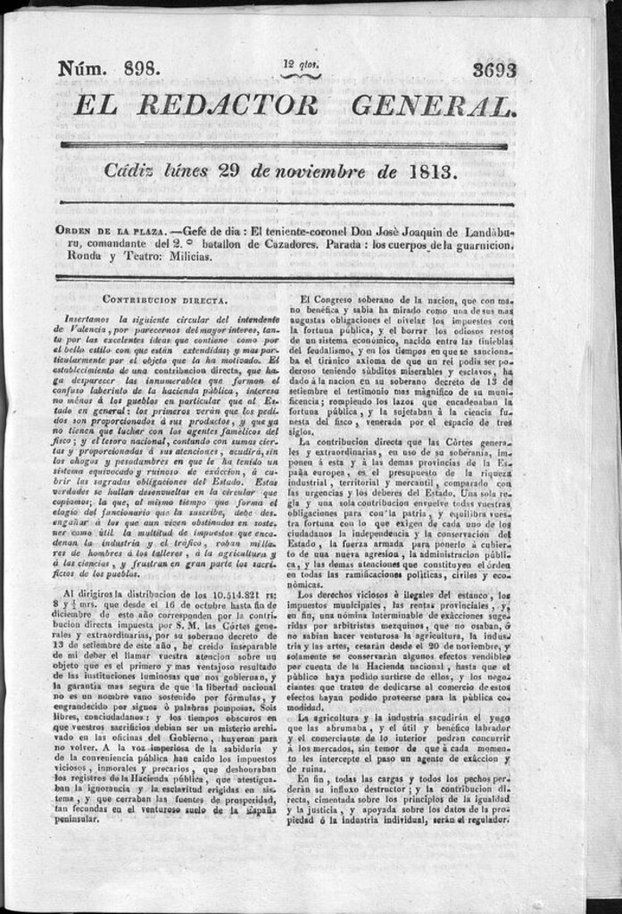Miniatura de Redactor General del lunes 29 de noviembre de 1813