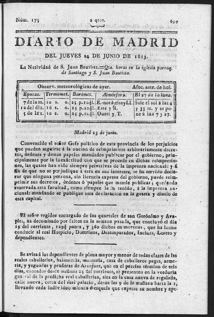 Miniatura de Diario de Madrid del Jueves 24 de Junio de 1813