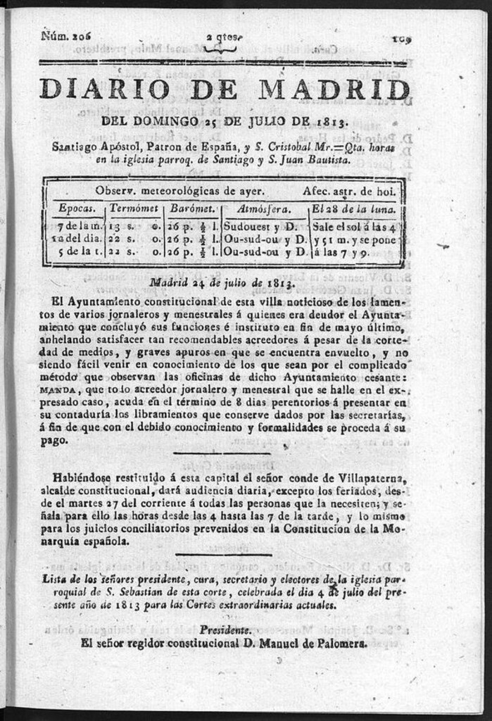 Miniatura de Diario de Madrid del Domingo 25 de Julio de 1813
