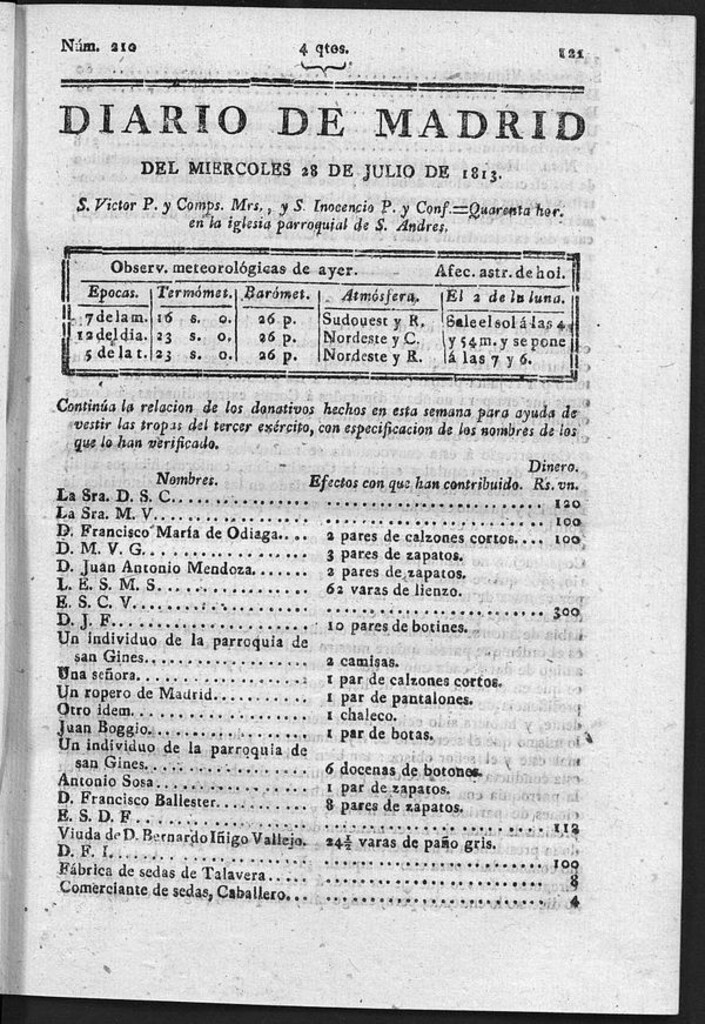 Miniatura de Diario de Madrid del Miércoles 28 de Julio de 1813